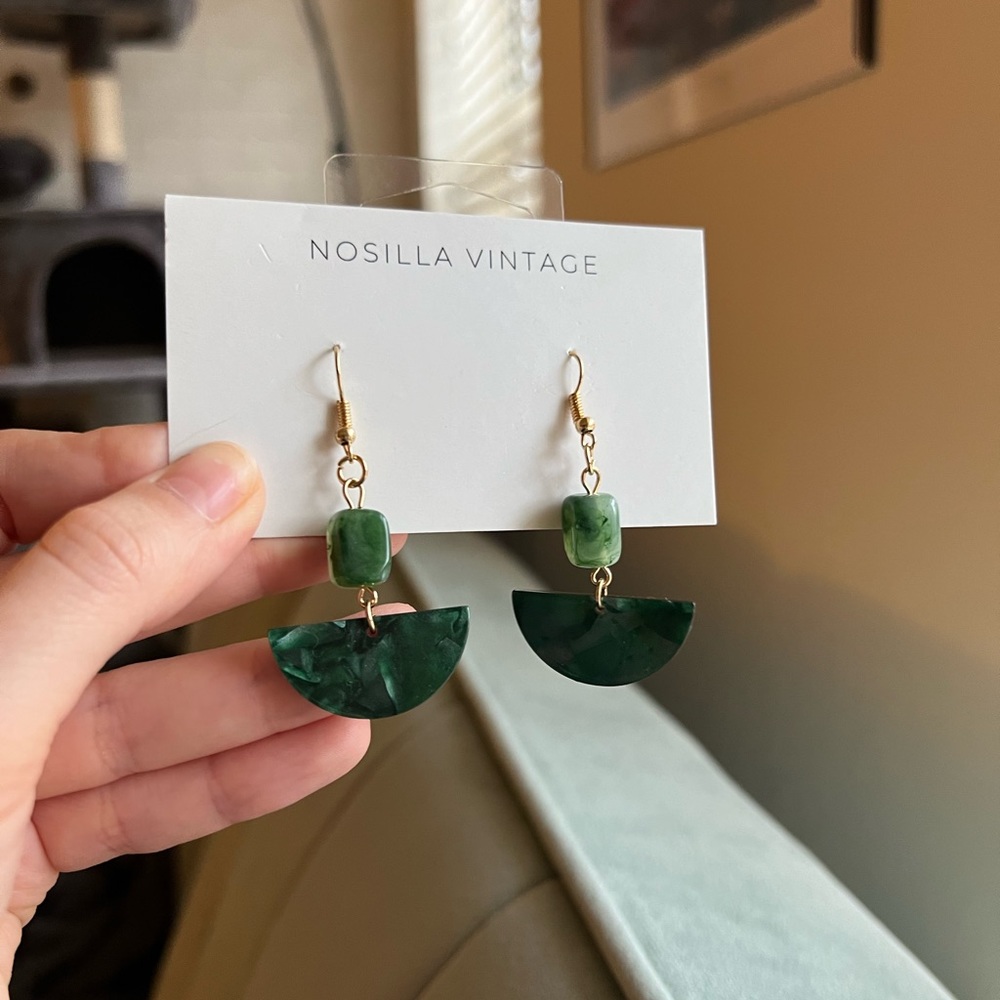 Funky green shape earrings